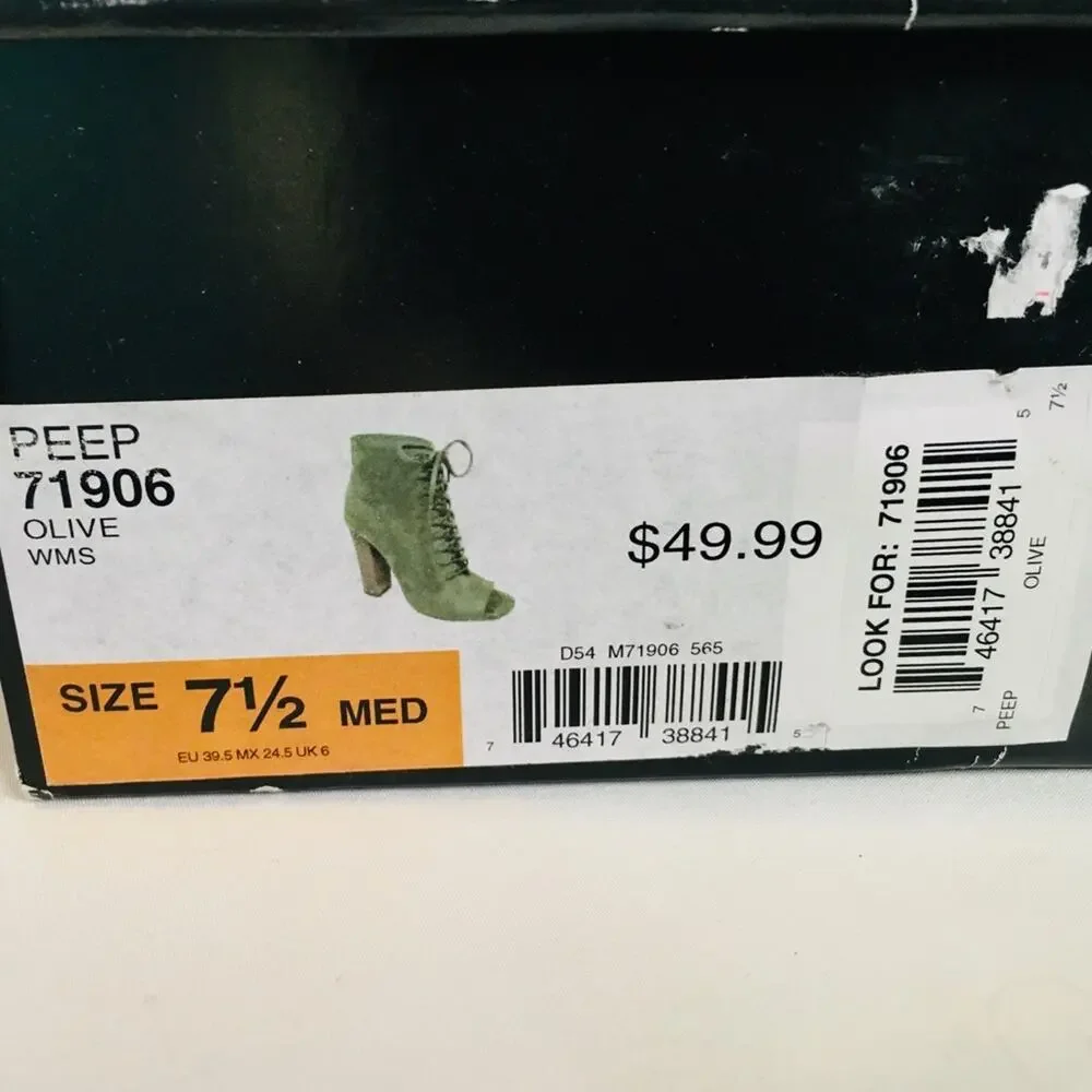 Suede Peep Toe Lace Up Booties - Picture 8 of 8